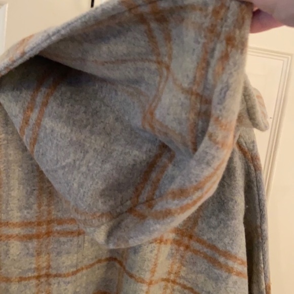Free People Far From Home Grey plaid wool coat size L - Picture 5 of 10